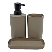 ΣΕΤ ΑΞΕΣΟΥΑΡ ΜΠΑΝΙΟΥ ΠΛΑΣΤΙΚΟ 3 ΤΕΜΑΧΙΩΝ ΣΕ TAUPE ΜΑΤ ΧΡΩΜΑ ANKOR