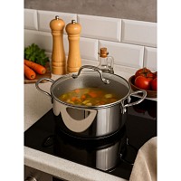 ΚΑΤΣΑΡΟΛΑ ΑΝΟΞΕΙΔΩΤΗ ΜΕ ΓΥΑΛΙΝΟ ΚΑΠΑΚΙ Dmond TRI-PLY 20εκ. ΑΝΤΙΚΟΛΛΗΤΙΚΗ ANKOR 248-20