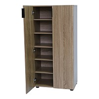 ΠΑΠΟΥΤΣΟΘΗΚΗ ΝΤΟΥΛΑΠΙ MDF ΜΕ ΜΕΛΑΜΙΝΗ ΣΕ ΧΡΩΜΑ ΦΥΣΙΚΟΥ ΞΥΛΟΥ ΜΕ ΑΝΑΓΛΥΦΕΣ ΓΡΑΜΜΕΣ 60x34x120εκ. ANKOR 852956