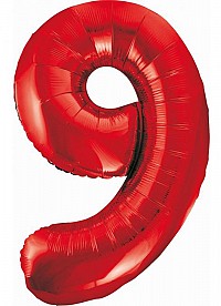 Number Red Red Number 9 Foil Balloon 85 cm