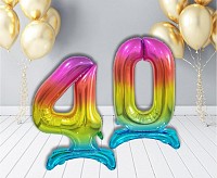 Number Rainbow Colorful Number 4 Foil Balloon with Base 74 cm