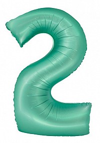 Number Mint Mat Mint-colored number 2 foil balloon 76 cm