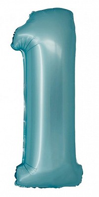Number Light Blue Mat Blue number 1 foil balloon 76 cm