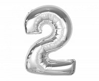Number Silver Silver Number 2 Foil Balloon 92 cm