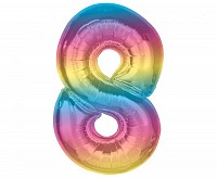 Number Rainbow Colorful number 8 foil balloon 92 cm
