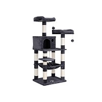 FEANDREA Cat Tree, Stable Cat Tower, 2 Plush Perches, 143cm, Smoky Grey PCT15GYZ