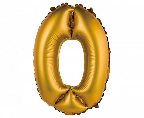 Number Gold Matt Gold 0 mini number foil balloon 35 cm