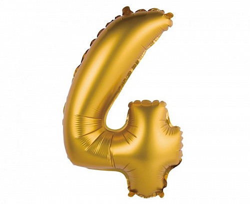 Number Gold Matt Gold Number 4 Mini Foil Balloon 35 cm
