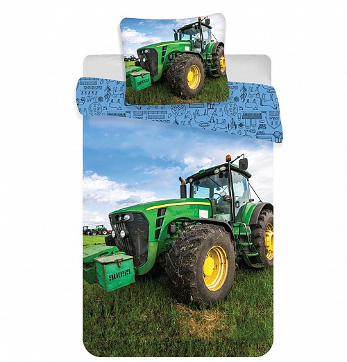 Tractor Green Field, bedding cover 140×200cm, 70×90 cm