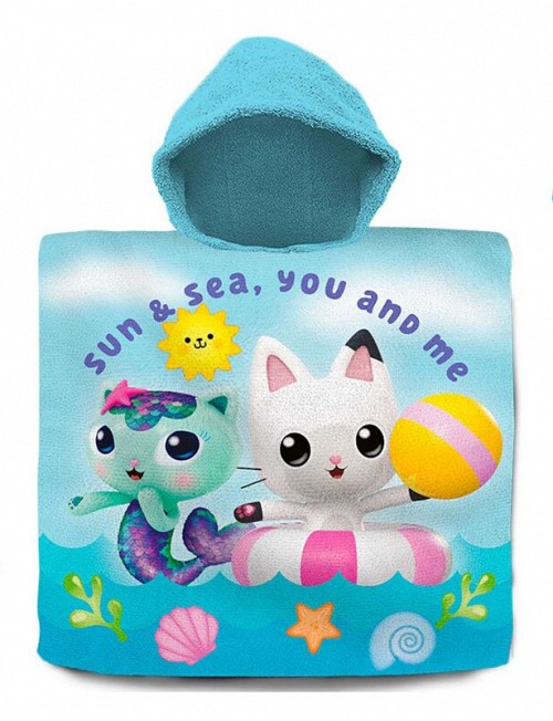 Gabby's Dollhouse Sun and Sea beach towel poncho 60x120 cm