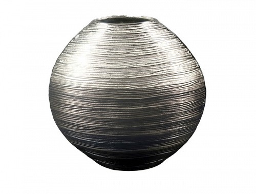 Μεταλλικό πλακέ βάζο Ασημί