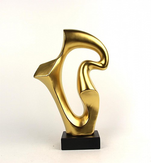 Κεραμικό Διακοσμητικό Χρυσό Ματ Αφηρημένο Σχέδιο Σε Βάση 34.5cm