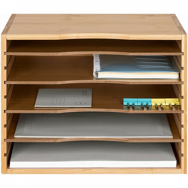 Navaris Δίσκος Εγγράφων με 5 Ράφια Καφέ 33x26x24.5εκ. 54271.2