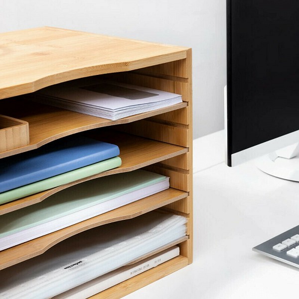 Navaris Δίσκος Εγγράφων με 5 Ράφια Καφέ 33x26x24.5εκ. 54271.2