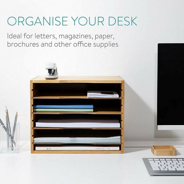 Navaris Δίσκος Εγγράφων με 5 Ράφια Καφέ 33x26x24.5εκ. 54271.2