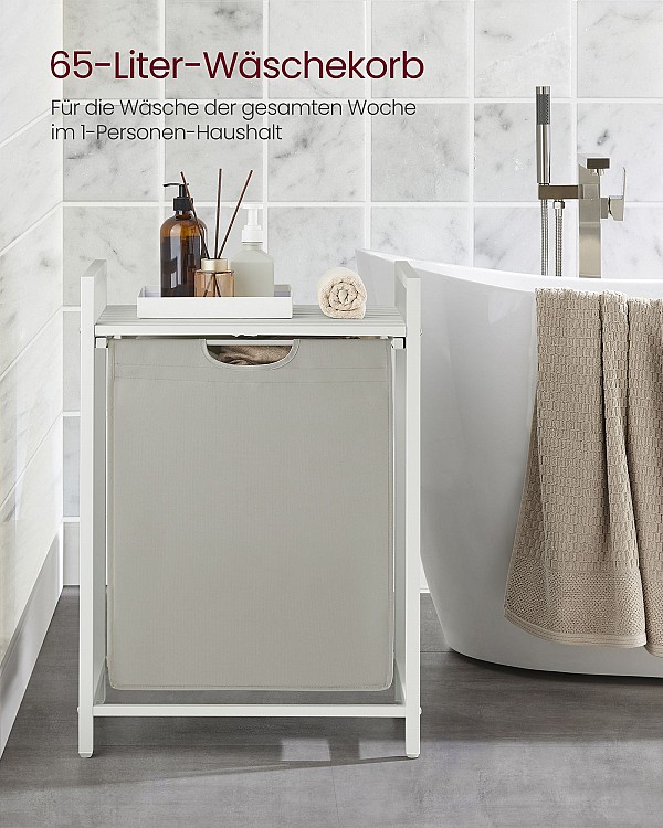 Vasagle Καλάθι Απλύτων Μεταλλικό 50x33x72cm Λευκό BLH101W01