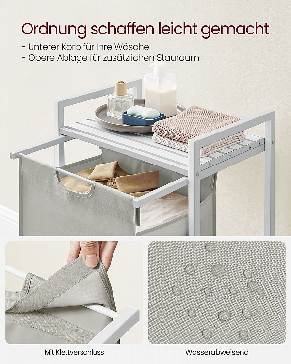 Vasagle Καλάθι Απλύτων Μεταλλικό 50x33x72cm Λευκό BLH101W01
