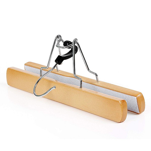 SONGMICS Σετ 12 Ξύλινες Κρεμάστρες Παντελονιών / Φουστών – Αντιολισθητικές, Περιστρεφόμενος Γάντζος 360°, Φυσικό Ξύλο CRW007-12