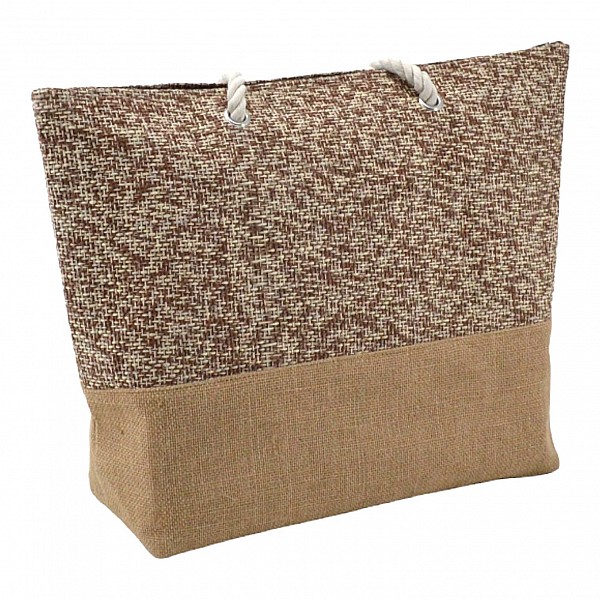 ΤΣΑΝΤΑ ΘΑΛΑΣΣΗΣ ΥΦΑΣΜΑΤΙΝΗ ΣΕ ΚΑΦΕ ΚΑΙ ΑΣΠΡΟ ΧΡΩΜΑ 53x15x40εκ.ANKOR