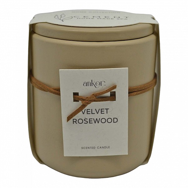 ΑΡΩΜΑΤΙΚΟ ΚΕΡΙ VELVET ROSEWOOD ΣΕ ΤΣΙΜΕΝΤΕΝΙΟ ΔΟΧΕΙΟ ΜΕ ΚΑΠΑΚΙ 8,8x8,8x10εκ. ANKOR