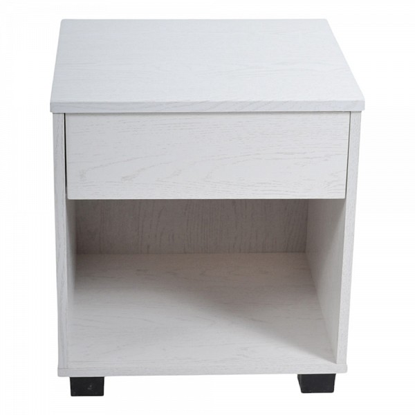 ΚΟΜΟΔΙΝΟ ΞΥΛΙΝΟ ΜΕ ΕΝΑ ΣΥΡΤΑΡΙ ΣΕ ΑΣΠΡΟ ΧΡΩΜΑ 40x36x43εκ. ANKOR