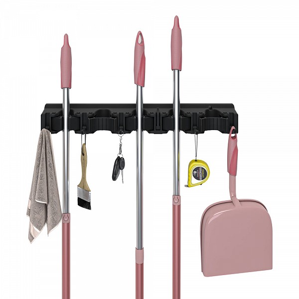 ANKOR Κρεμάστρα Τοίχου Πλαστική για Σκούπες & Εργαλεία   5 Θέσεις & 6 Γάντζοι   851072