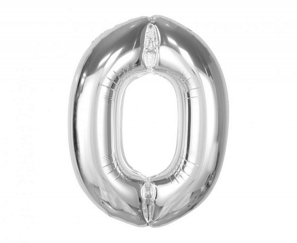 Number Silver Silver number zero foil balloon 92 cm