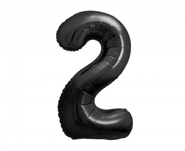 Number B&C Matt Black Black Number 2 Foil Balloon 85 cm