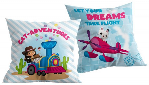 Gabbys Dollhouse Cat-Adventures cushion, decorative pillow 40x40 cm