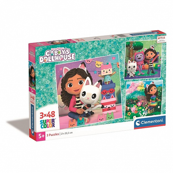 Gabbys Dollhouse Playland 3x48 pieces puzzle Clementoni