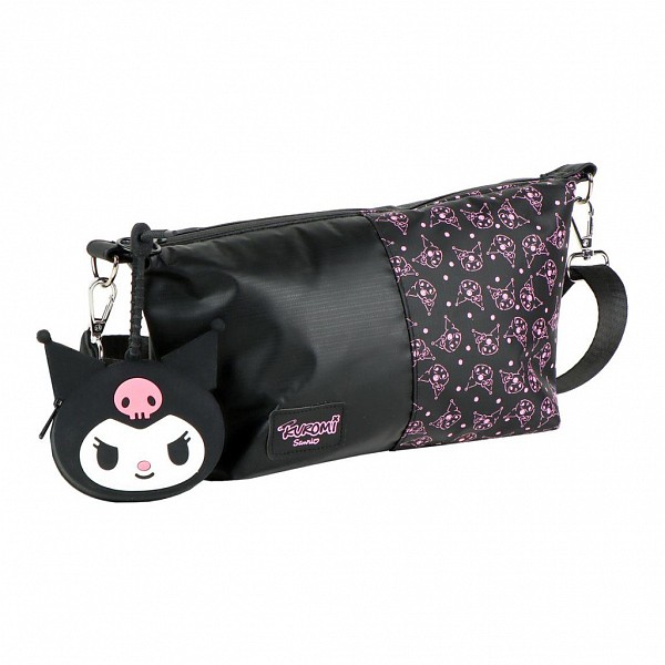 Hello Kitty Black Kuromi bag, shoulder bag with wallet 27 cm