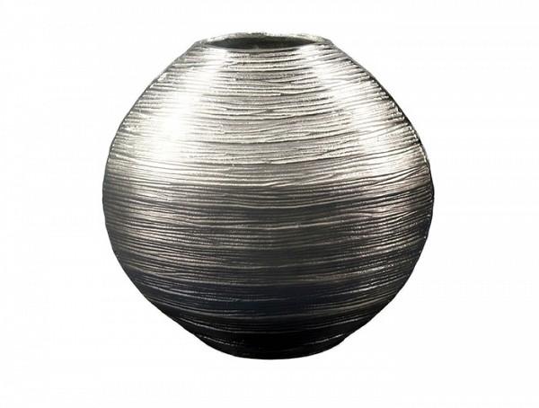 Μεταλλικό πλακέ βάζο Ασημί