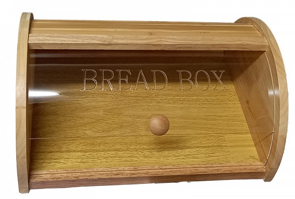 Ξύλινη Bread Ψωμιέρα Με Τζάμι Σε Natural Χρώμα 35x27x15εκ