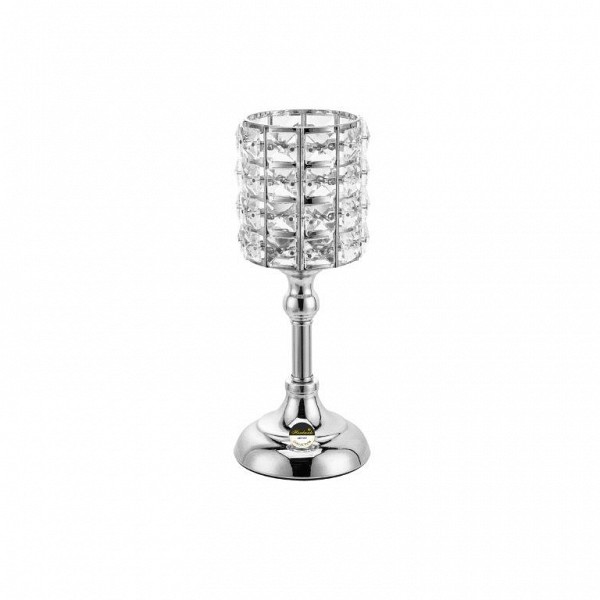 Κηροπήγιο μέταλλο/γυαλί σε ασημί βάση 8.0x11.0x27.2cm