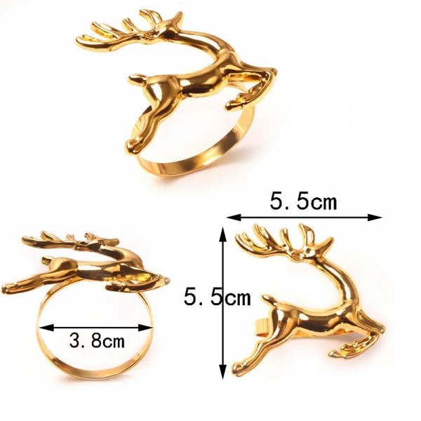 ΣΕΤ 12 ΤΕΜ- Δαχτυλίδια Πετσέτας Μεταλλικά Χρυσά Τάρανδος Maripel 10119 Set 12