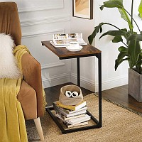 VASAGLE LNT52BX Βοηθητικό Τραπέζι Καναπέ / Sofa Table για Laptop, Βιομηχανικό Στυλ, Ρουστίκ Καφέ & Μαύρο — Μικρό Πλαϊνό Τραπέζι για Σαλόνι & Υπνοδωμάτιο