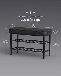 VASAGLE EKHO LSB054B01 Πάγκος Παπουτσιών με Καθισμα — Συνθετικό Δέρμα, Μεταλλικός Σκελετός, 3 Επίπεδα Ραφιών, Αντοχή 135 kg — Μαύρο Ink Black 30 × 80 × 50 cm