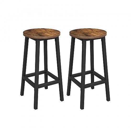 VASAGLE LBC32X Σετ 2 Ψηλά Σκαμπό Μπαρ / Κουζίνας 65 cm, Industrial Στυλ με Μεταλλικό Σκελετό — Rustic Καφέ & Μαύρο