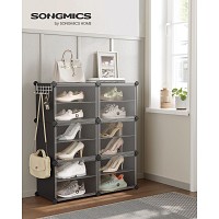 SONGMICS Modular Ντουλάπα Παπουτσιών – Πλαστική  Μ80xΠ30xΥ94cm Στοιβαζόμενη Ραφιέρα με Πόρτες, 6 Θέσεων, Μαύρη LPC033B0