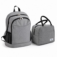 Σετ Ισοθερμικών Τσαντών Ankor | Lunch Bag 7Lt & Σακίδιο Πλάτης Cooler 20Lt Γκρι