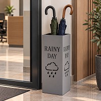 Ankor Μεταλλική Ομπρελοθήκη Γκρι Ματ 15,5x15,5x48,5cm Rainy Day