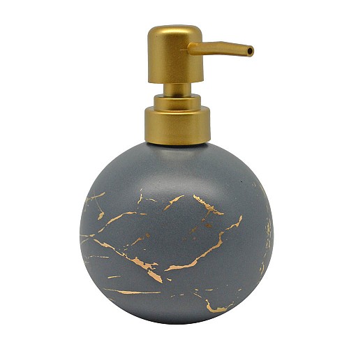 DISPENSER ΚΕΡΑΜΙΚΟ ΓΚΡΙ ΜΑΤ ΜΕ ΕΦΕ ΧΡΥΣΟ ΜΑΡΜΑΡΟ 9,7x9,7x13εκ.ANKOR