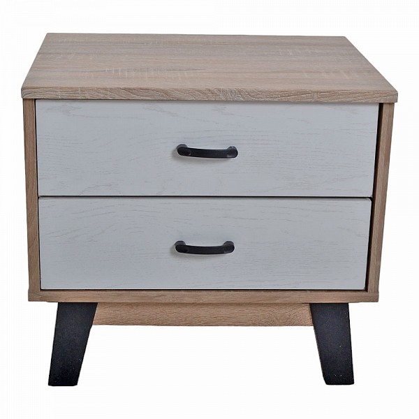 ΚΟΜΟΔΙΝΟ ΞΥΛΙΝΟ ΜΕ ΔΥΟ ΣΥΡΤΑΡΙΑ ΣΕ ΑΣΠΡΟ ΚΑΙ ΦΥΣΙΚΟ ΧΡΩΜΑ 48x38x44εκ. ANKOR