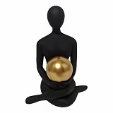 ΔΙΑΚΟΣΜΗΤΙΚΗ ΦΙΓΟΥΡΑ ΠΟΛΥΕΣΤΕΡΙΚΗ ΜΕ ΧΡΥΣΗ ΣΦΑΙΡΑ ΣΕ ΜΑΥΡΟ ΧΡΩΜΑ 13,3x10x18,5εκ. ANKOR