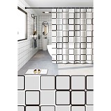 ΚΟΥΡΤΙΝΑ ΜΠΑΝΙΟΥ PEVA 180x180εκ. ΜΕ 12 ΚΡΙΚΟΥΣ ΚΑΙ ΣΧΕΔΙΟ ΓΕΩΜΕΤΡΙΚΑ ΤΕΤΡΑΓΩΝΑ ANKOR