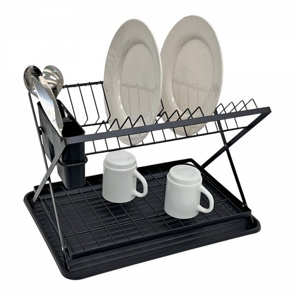 ΠΙΑΤΟΘΗΚΗ ΔΙΩΡΟΦΗ ΑΝΑΔΙΠΛΟΥΜΕΝΗ ΜΕΤΑΛΛΙΚΗ ΣΕ ΜΑΥΡΟ ΜΑΤ ΧΡΩΜΑ 42x32x28εκ. ANKOR