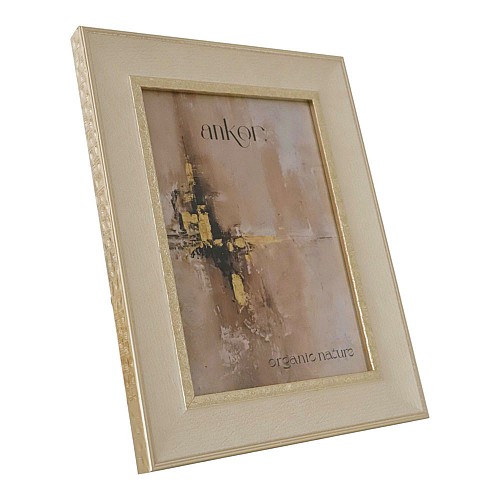 ANKOR Κορνίζα Πλαστική 15x20εκ. Μπεζ με Χρυσή Λεπτομέρεια Κομψή & Κλασική  13216-6