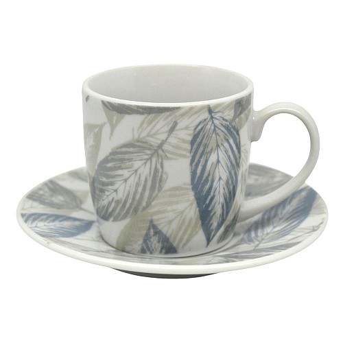 ΣΕΤ ΦΛΥΤΖΑΝΙΑ ΚΑΦΕ ΠΟΡΣΕΛΑΝΙΝΑ ΜΕ ΣΧΕΔΙΟ ΓΚΡΙ ΚΑΙ ΠΕΤΡΟΛ ΦΥΛΛΑ 110ml ANKOR