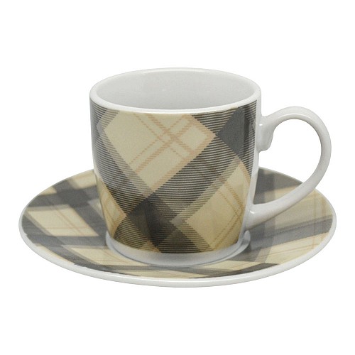 ANKOR Σετ Φλυτζανιών Καφέ 110ml Πορσελάνης με Καρό Σχέδιο  Κομψό & Μοντέρνο  848485
