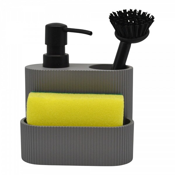 ANKOR Dispenser Κουζίνας Πολυεστερικό Γκρι με Θήκη για Σφουγγάρι & Βουρτσάκι , Κομψό & Πρακτικό 846863